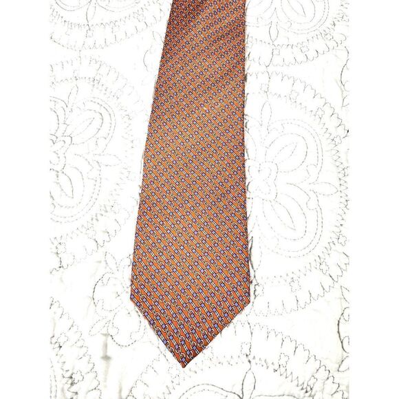 Brooks Brothers Classic Necktie in Orange w/Light Blue Equestrian Bit Print /EUC - Picture 1 of 5